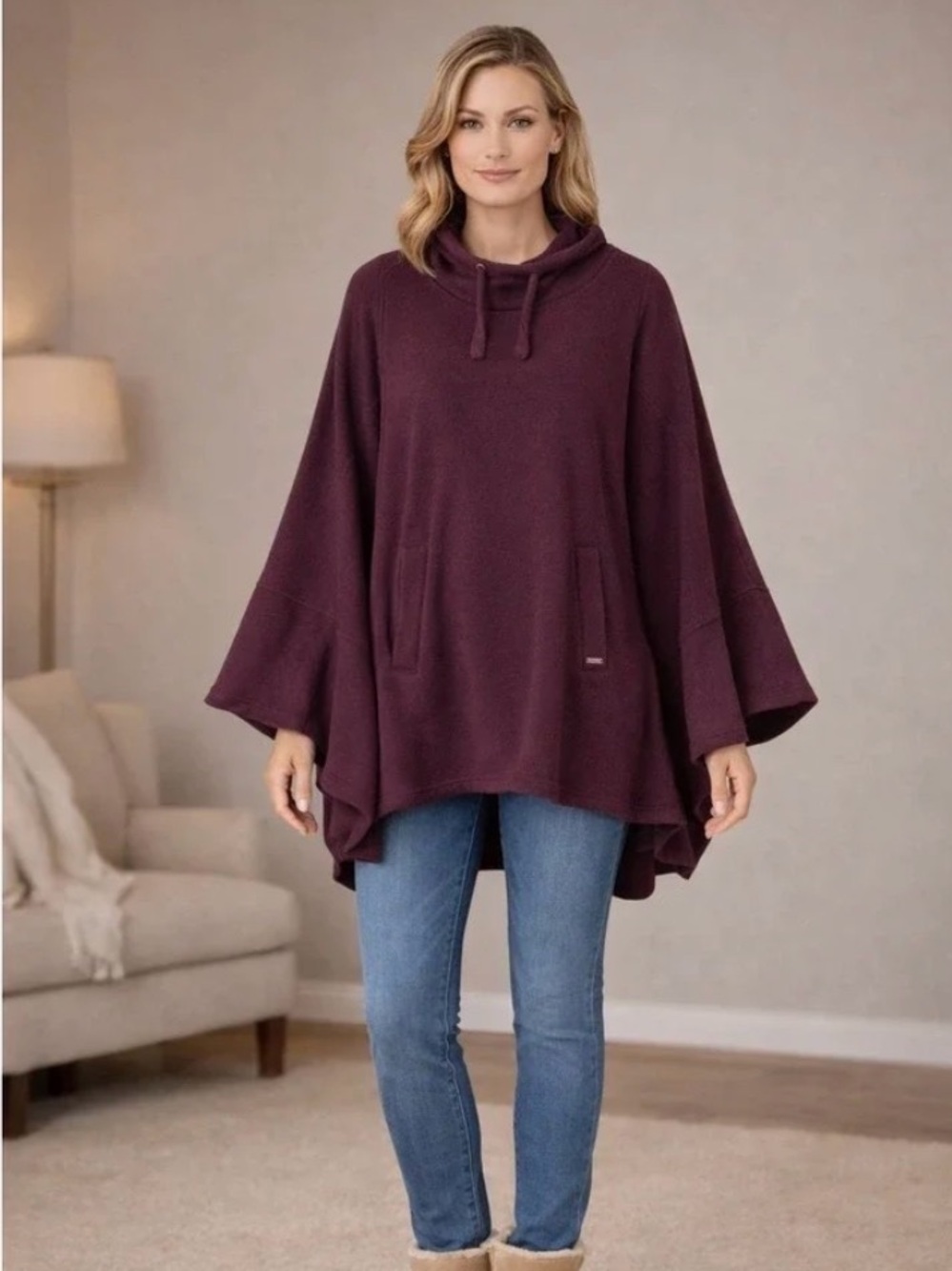 Ugg Pichot Cozy Funnel-Neck Poncho Sweater